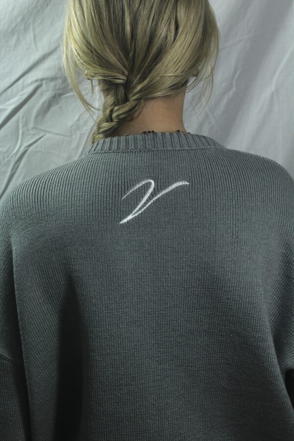 Heavyweight Grey Knitted Jumper - Image 2